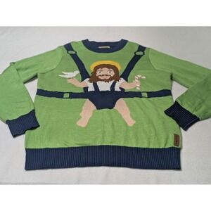 Tipsy Elves Sweater Mens XL Green Sweet Baby Jesus Ugly Christmas Easter